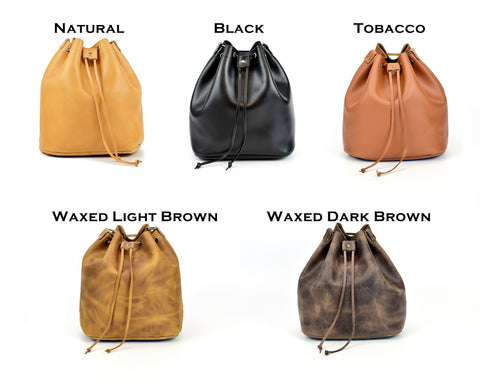 Mini Brown Leather Bucket Bag - Drawstring Premium Tote Bag for Women –  MAHI Leather